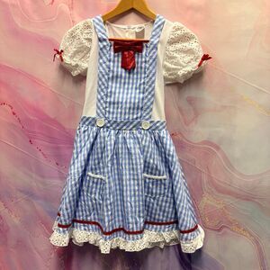 Wizard of Oz Dorothy Blue Gingham Dress Girls L Musical Theater Halloween